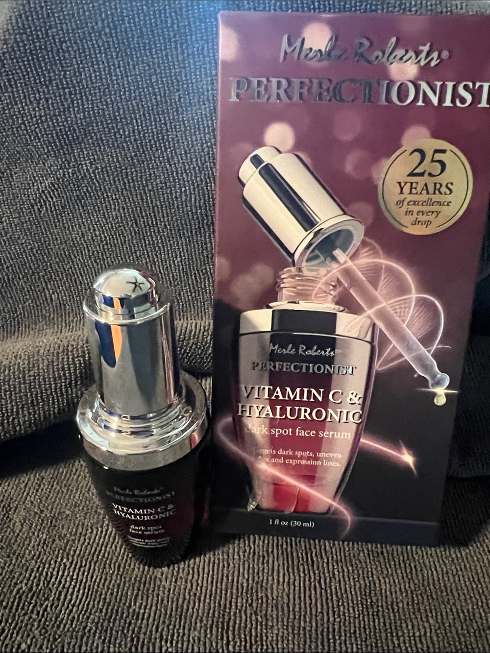 Perfection Vitamin C & Hyaluronic Face Serum in Pink and Silver Packaging